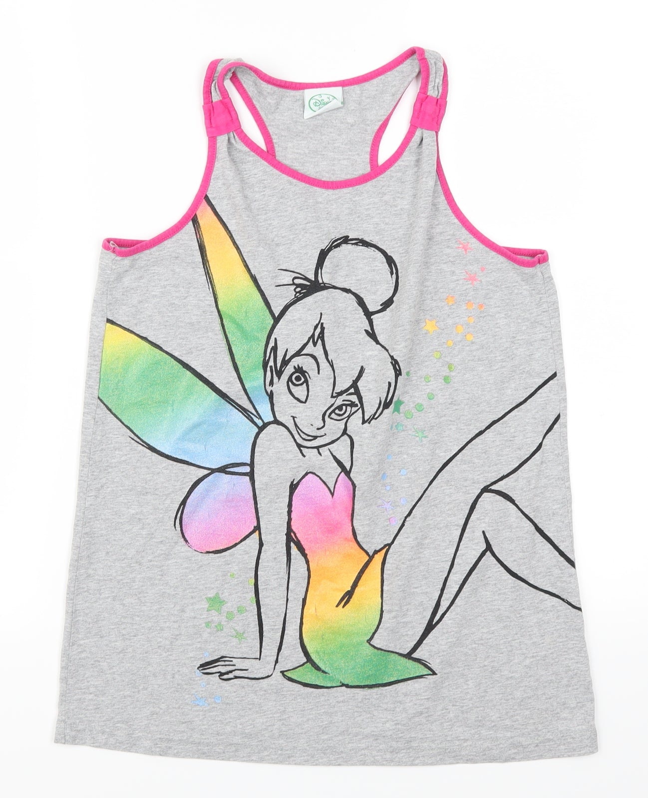 Disney Girls Grey   Basic Tank Size 13-14 Years  - Tinkerbell