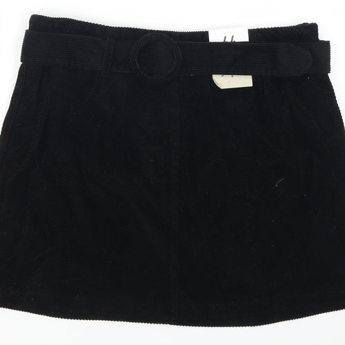 Denim Co Womens Black  Corduroy Mini Skirt Size 16  - Belted
