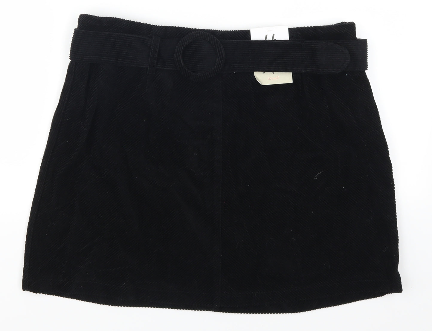 Denim Co Womens Black  Corduroy Mini Skirt Size 16  - Belted