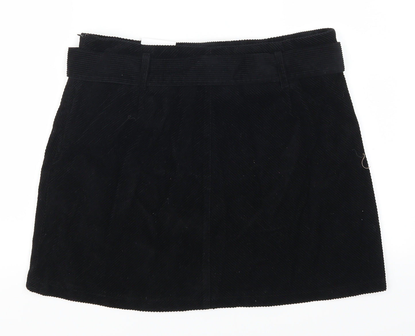 Denim Co Womens Black  Corduroy Mini Skirt Size 16  - Belted