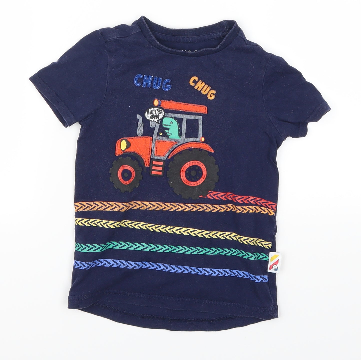 Nutmeg Boys Blue   Basic T-Shirt Size 3-4 Years  - Chug Chug Tractr