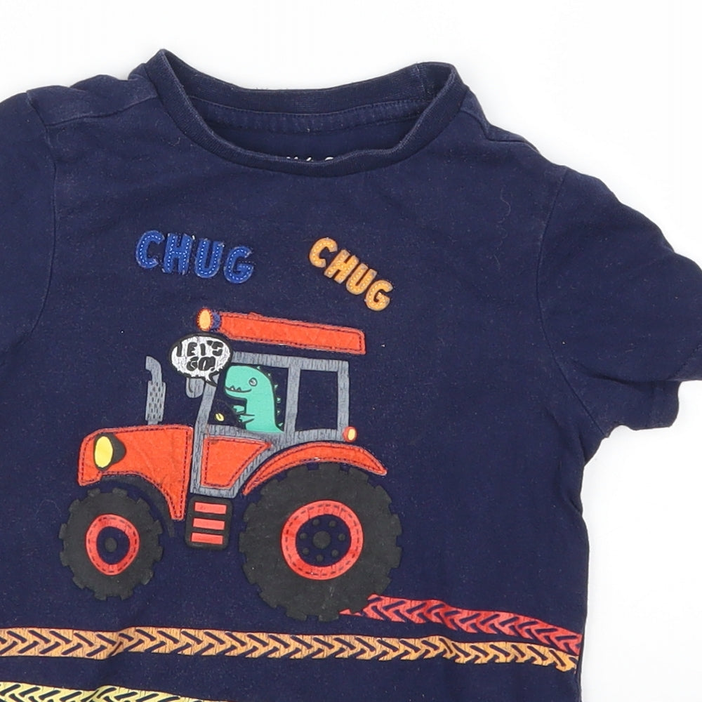 Nutmeg Boys Blue   Basic T-Shirt Size 3-4 Years  - Chug Chug Tractr