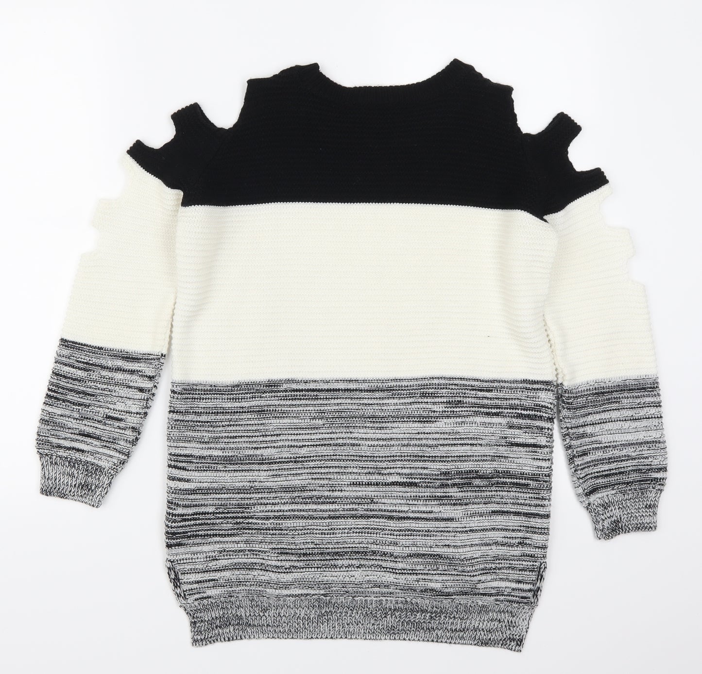 Primark Womens Grey Striped  Pullover Jumper Size 4  - Cut Out