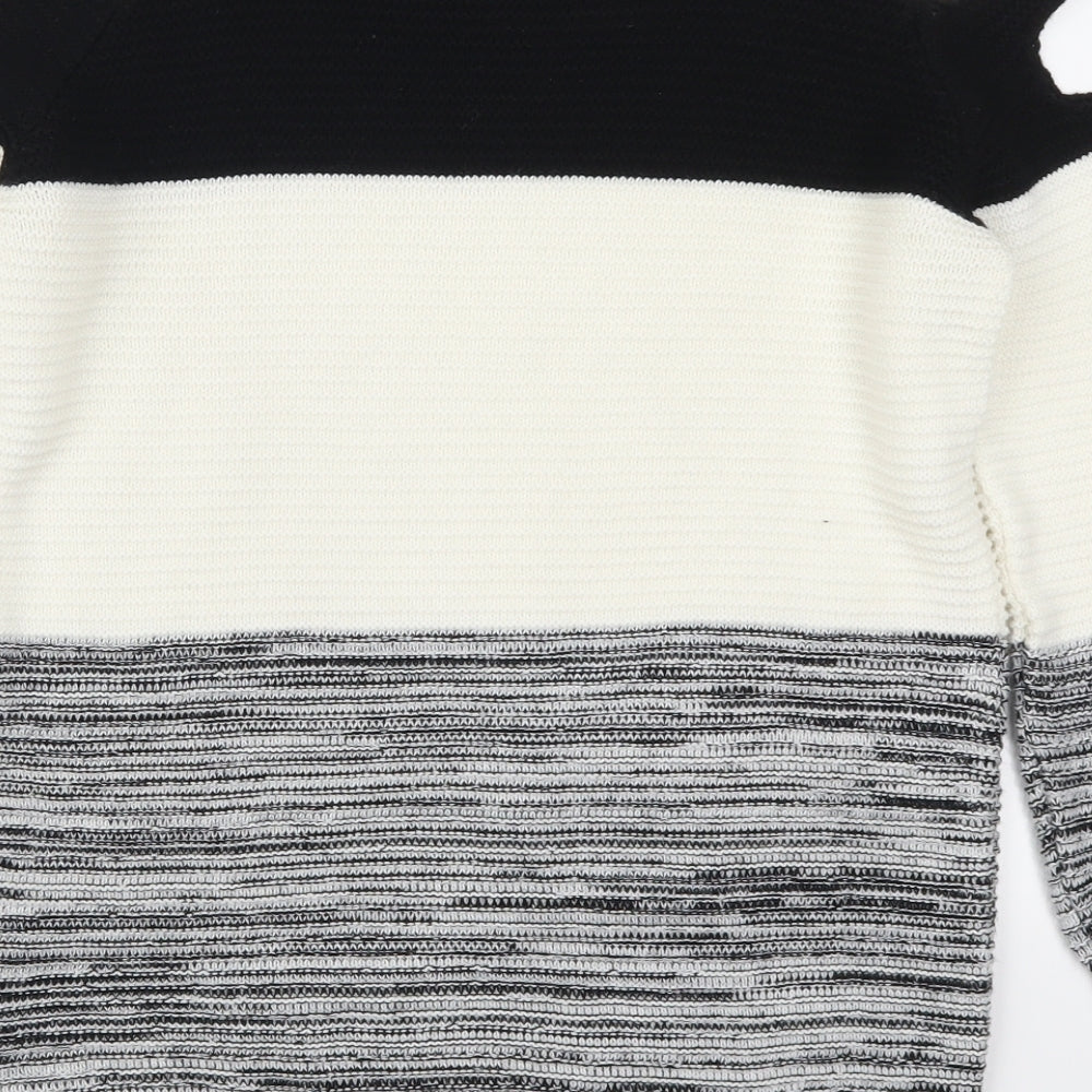 Primark Womens Grey Striped  Pullover Jumper Size 4  - Cut Out