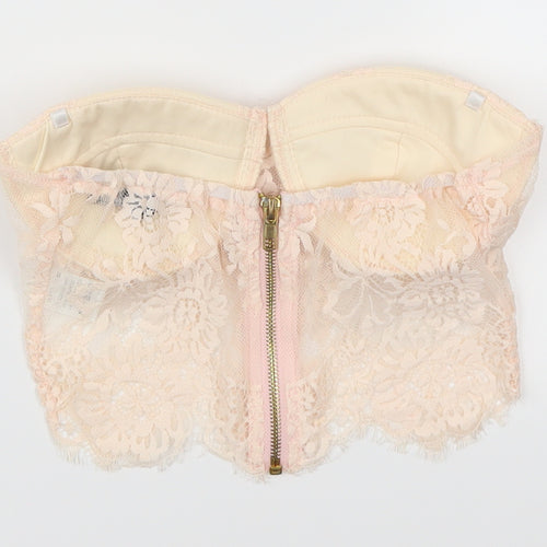 Missguided Womens Pink  Lace Cropped Tank Size 8