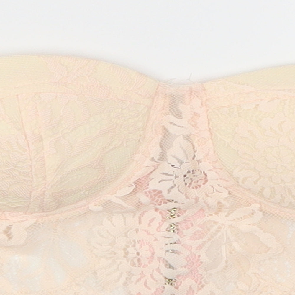 Missguided Womens Pink  Lace Cropped Tank Size 8