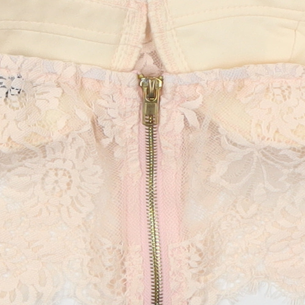Missguided Womens Pink  Lace Cropped Tank Size 8