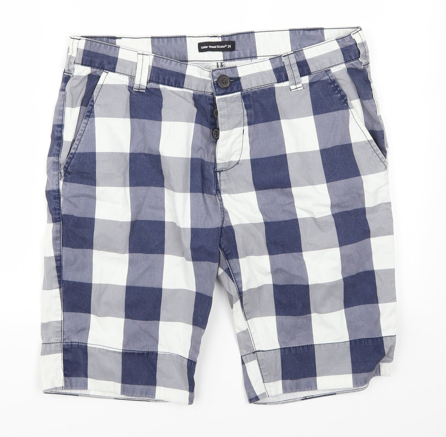 Cedar Wood State Mens Blue Check  Chino Shorts Size 34