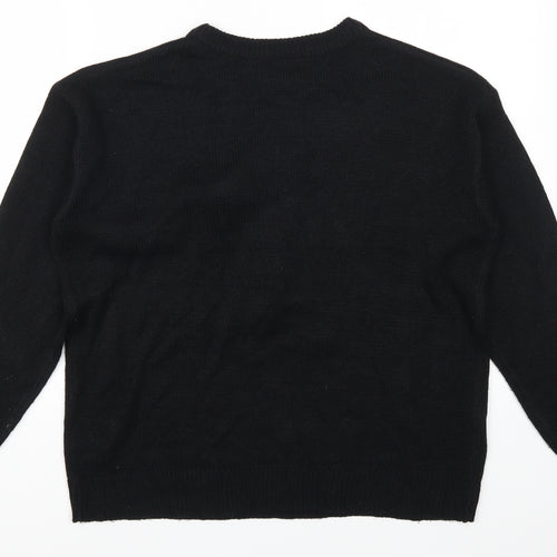 Brave Soul Womens Black   Pullover Jumper Size L  - Gingerbread Man Candy Cane