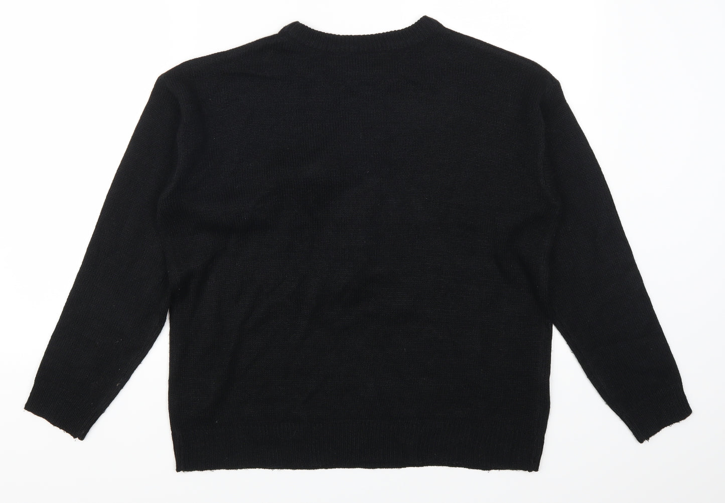Brave Soul Womens Black   Pullover Jumper Size L  - Gingerbread Man Candy Cane