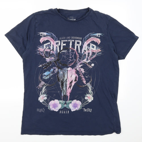 Firetrap Mens Blue    T-Shirt Size XL  - Skull