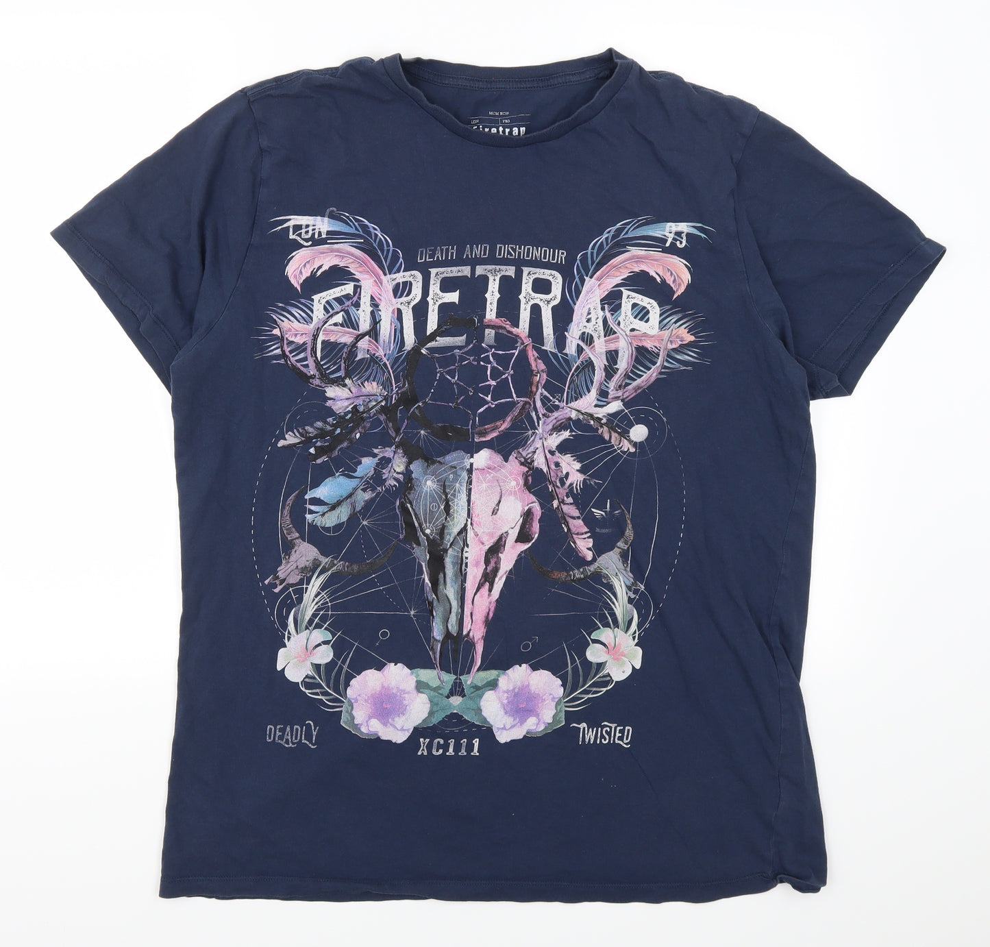 Firetrap Mens Blue    T-Shirt Size XL  - Skull