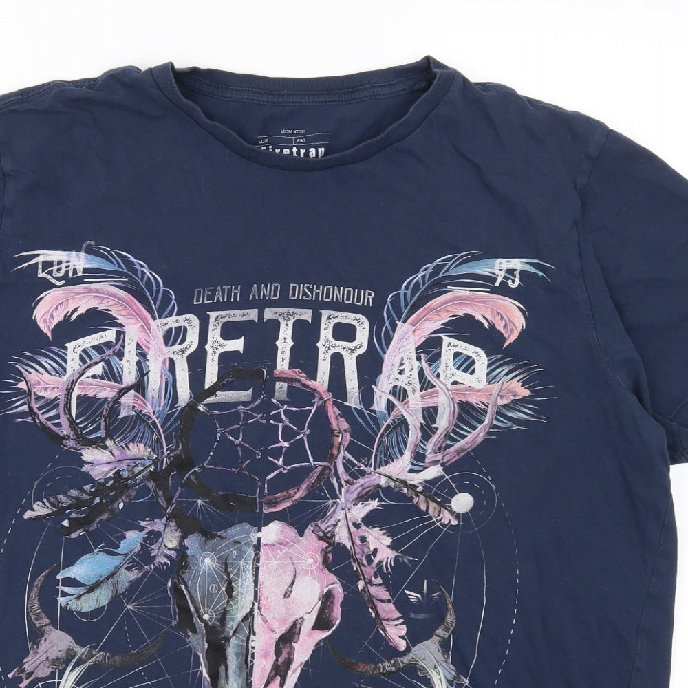 Firetrap Mens Blue    T-Shirt Size XL  - Skull