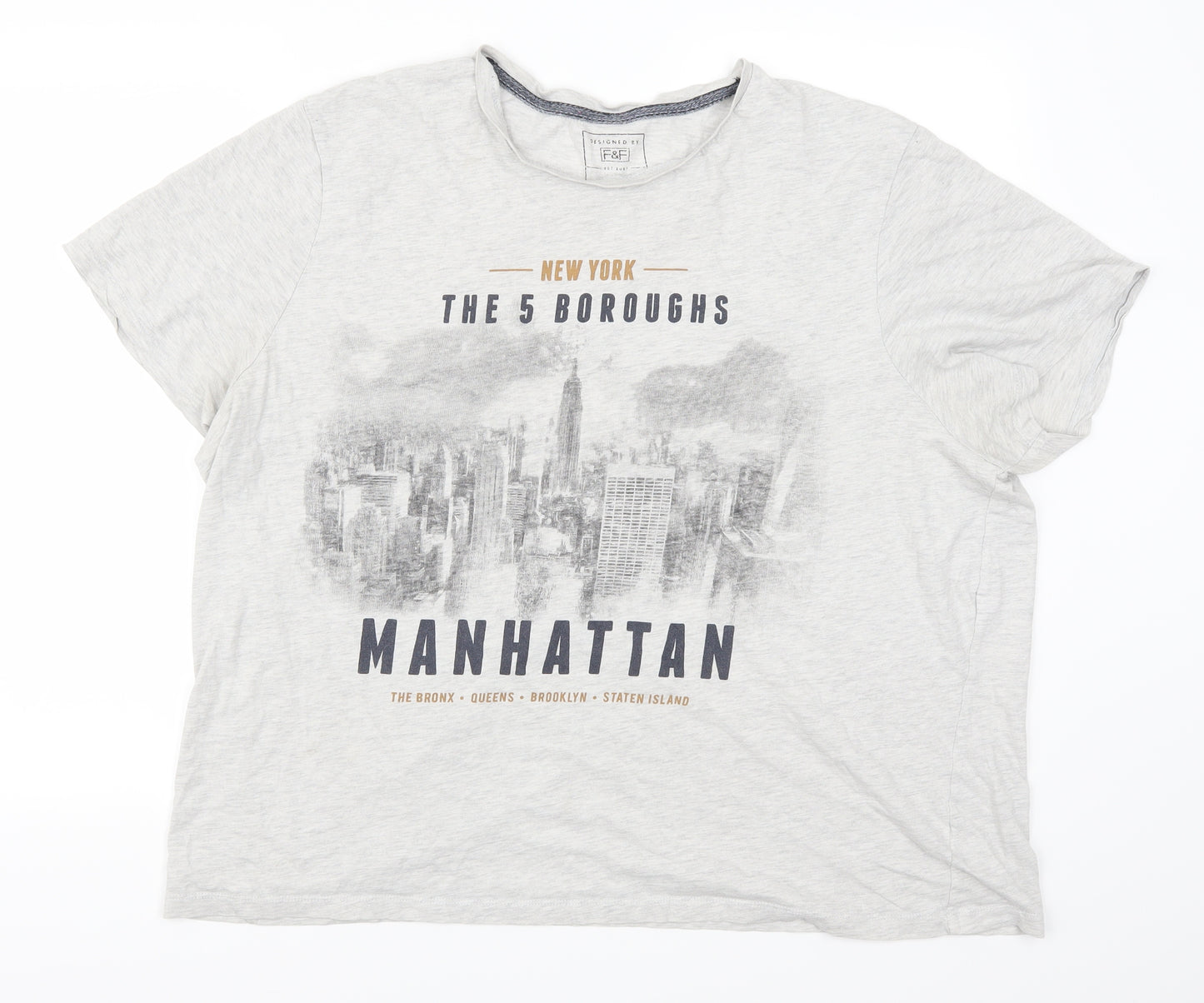 F&F Mens Grey    T-Shirt Size XL  - Manhattan