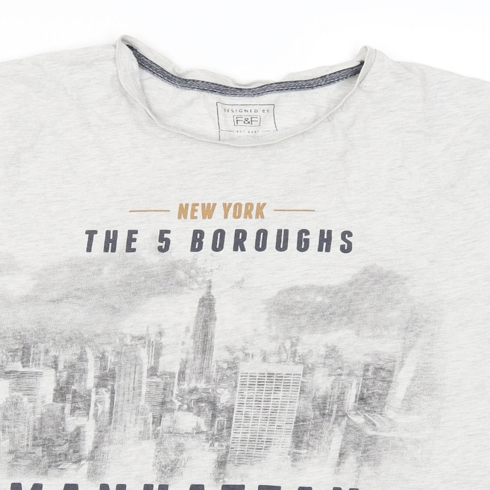 F&F Mens Grey    T-Shirt Size XL  - Manhattan