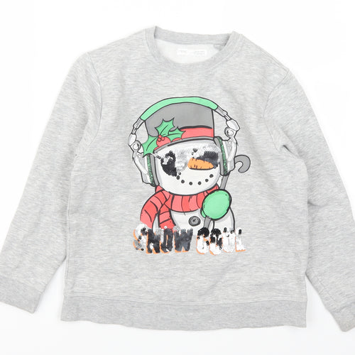 NEXT Boys Grey   Pullover Sweatshirt Size 9 Years  - Snow Cool Snowman
