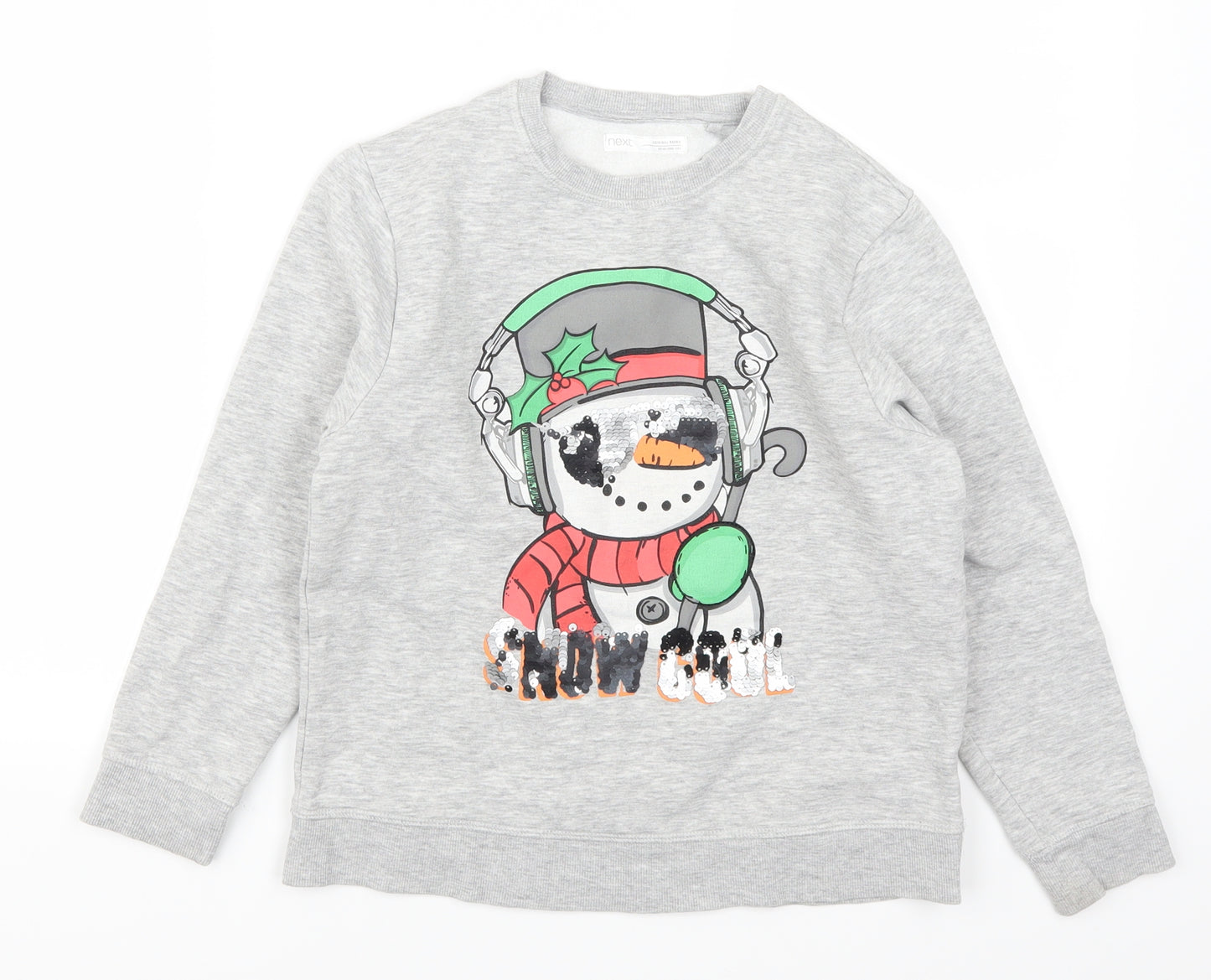 NEXT Boys Grey   Pullover Sweatshirt Size 9 Years  - Snow Cool Snowman