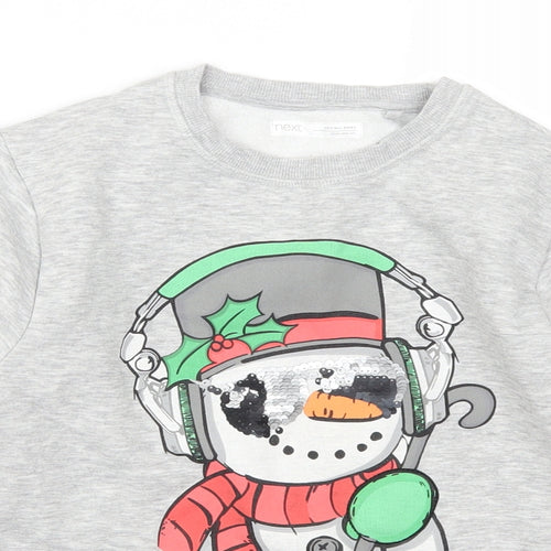 NEXT Boys Grey   Pullover Sweatshirt Size 9 Years  - Snow Cool Snowman