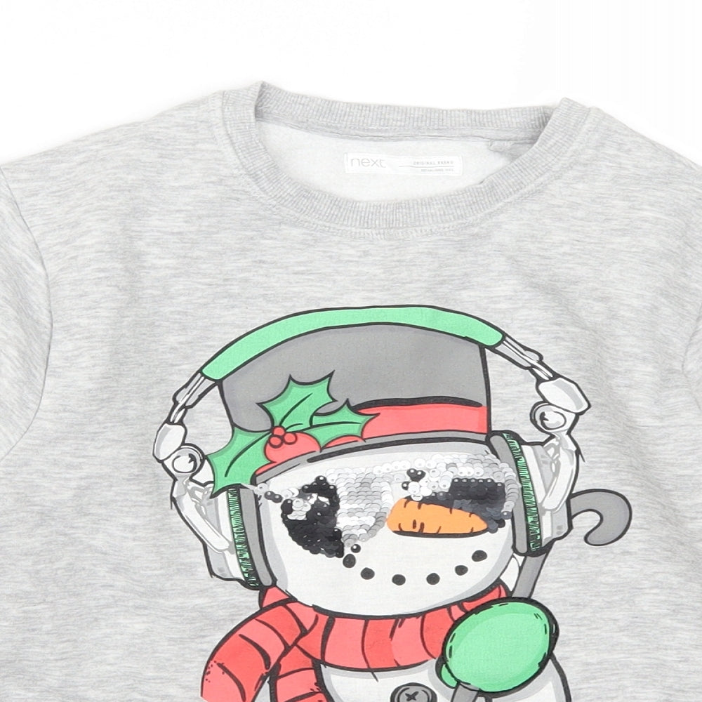 NEXT Boys Grey   Pullover Sweatshirt Size 9 Years  - Snow Cool Snowman