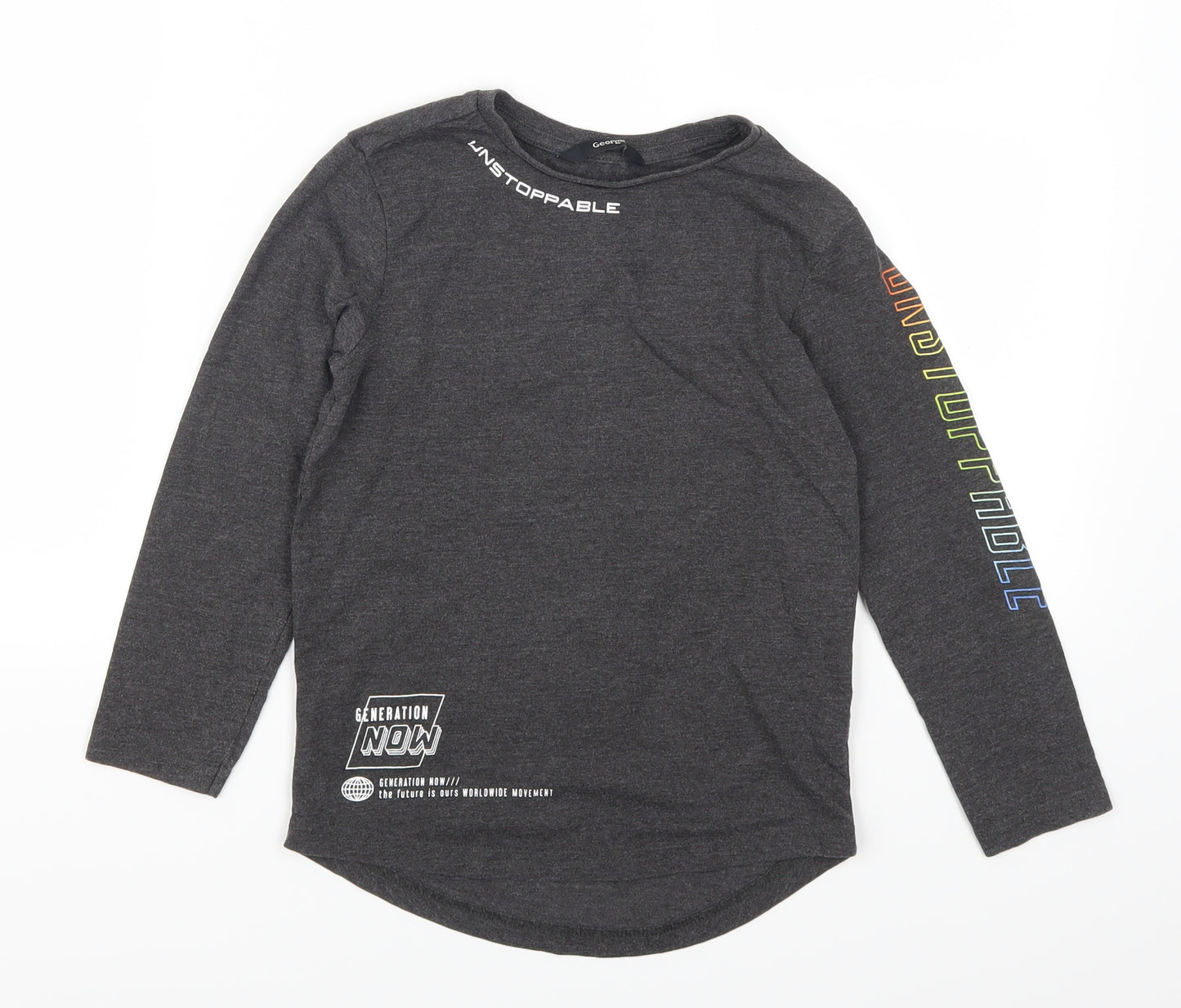 George Boys Grey   Basic T-Shirt Size 6-7 Years  - Unstoppable Generation Now
