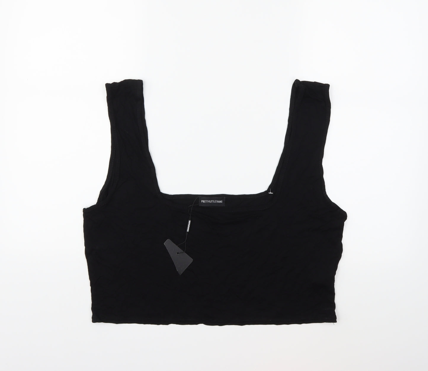 PRETTYLITTLETHING Womens Black   Cropped Tank Size 24