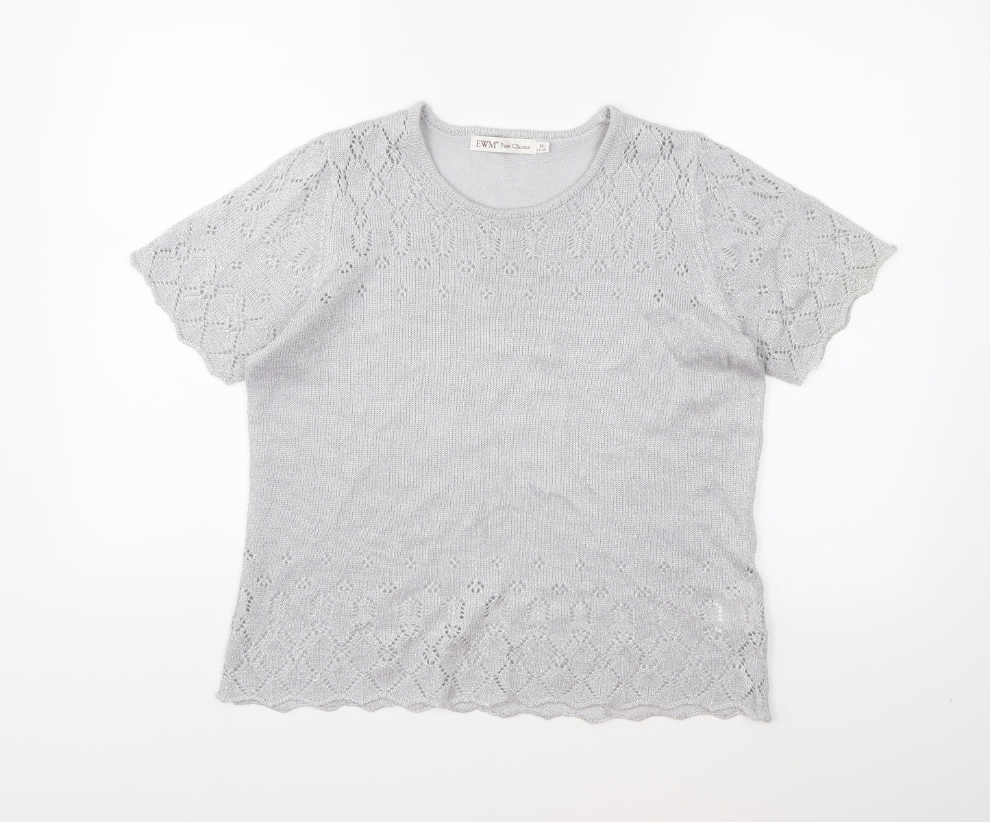 EWM Womens Silver  Knit Pullover Jumper Size 14