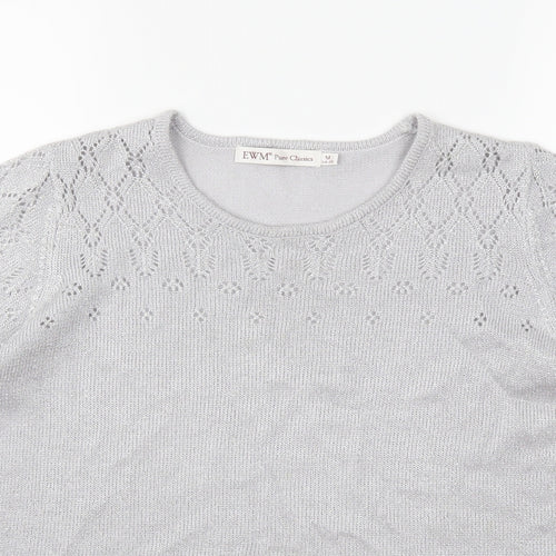 EWM Womens Silver  Knit Pullover Jumper Size 14