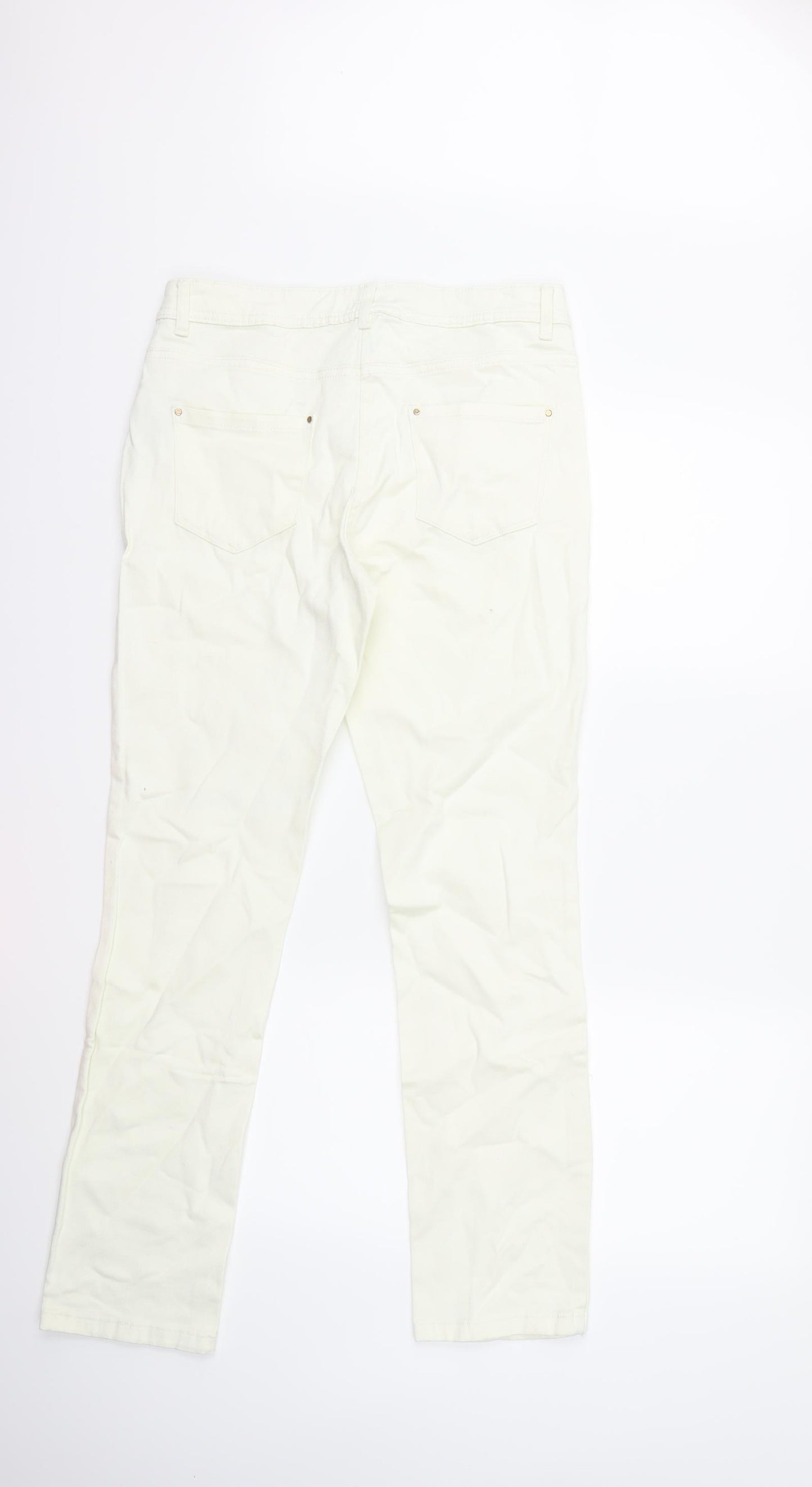 M&Co Womens White  Denim Straight Jeans Size 12 L31 in