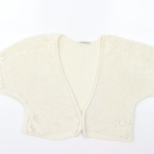 George Womens White  Knit Cardigan Jumper Size M