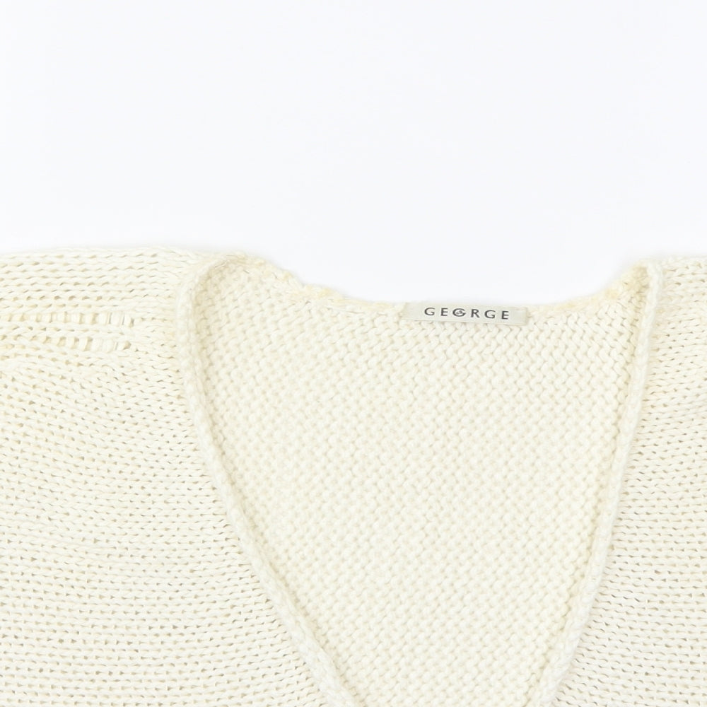 George Womens White  Knit Cardigan Jumper Size M