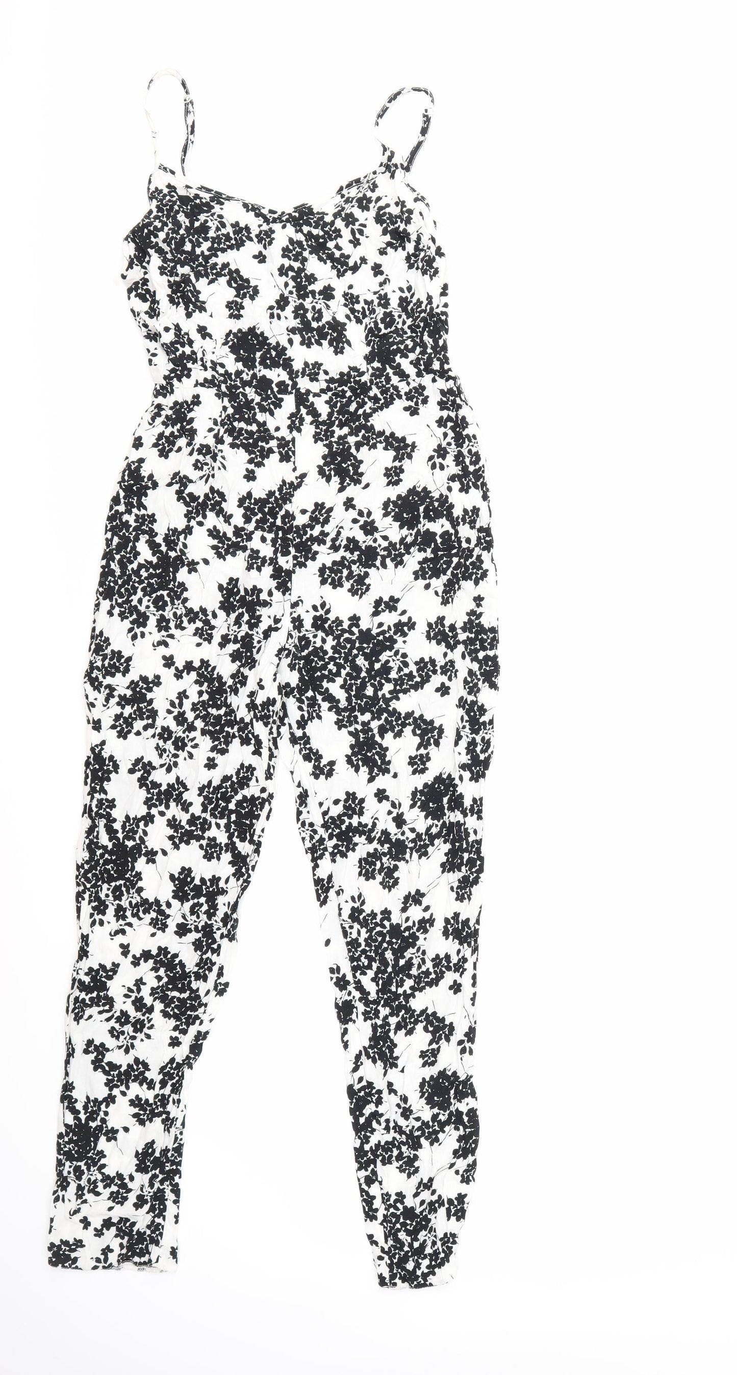Miss Selfridge Womens Black Floral  Jumpsuit One-Piece Size 10