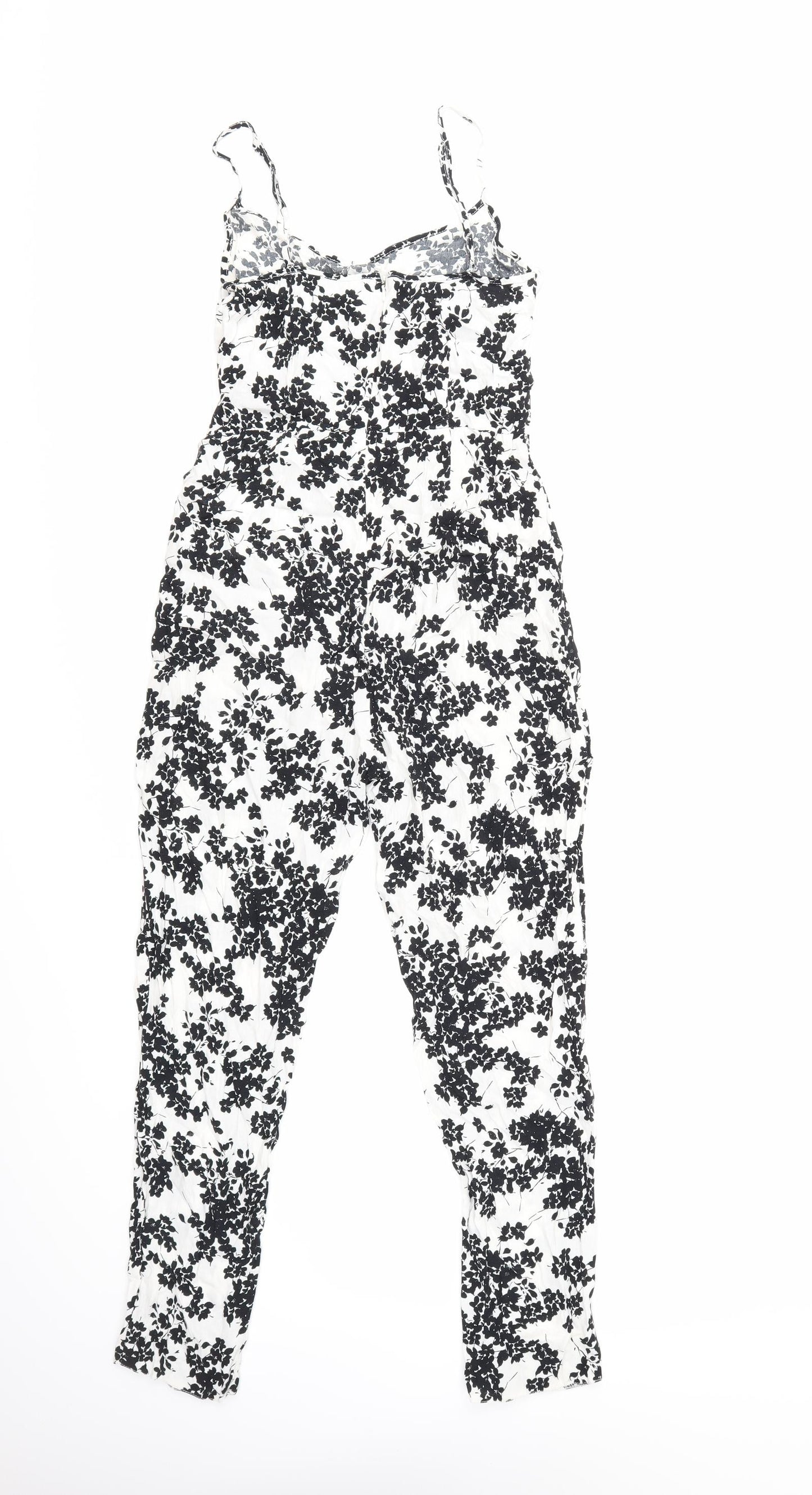 Miss Selfridge Womens Black Floral  Jumpsuit One-Piece Size 10