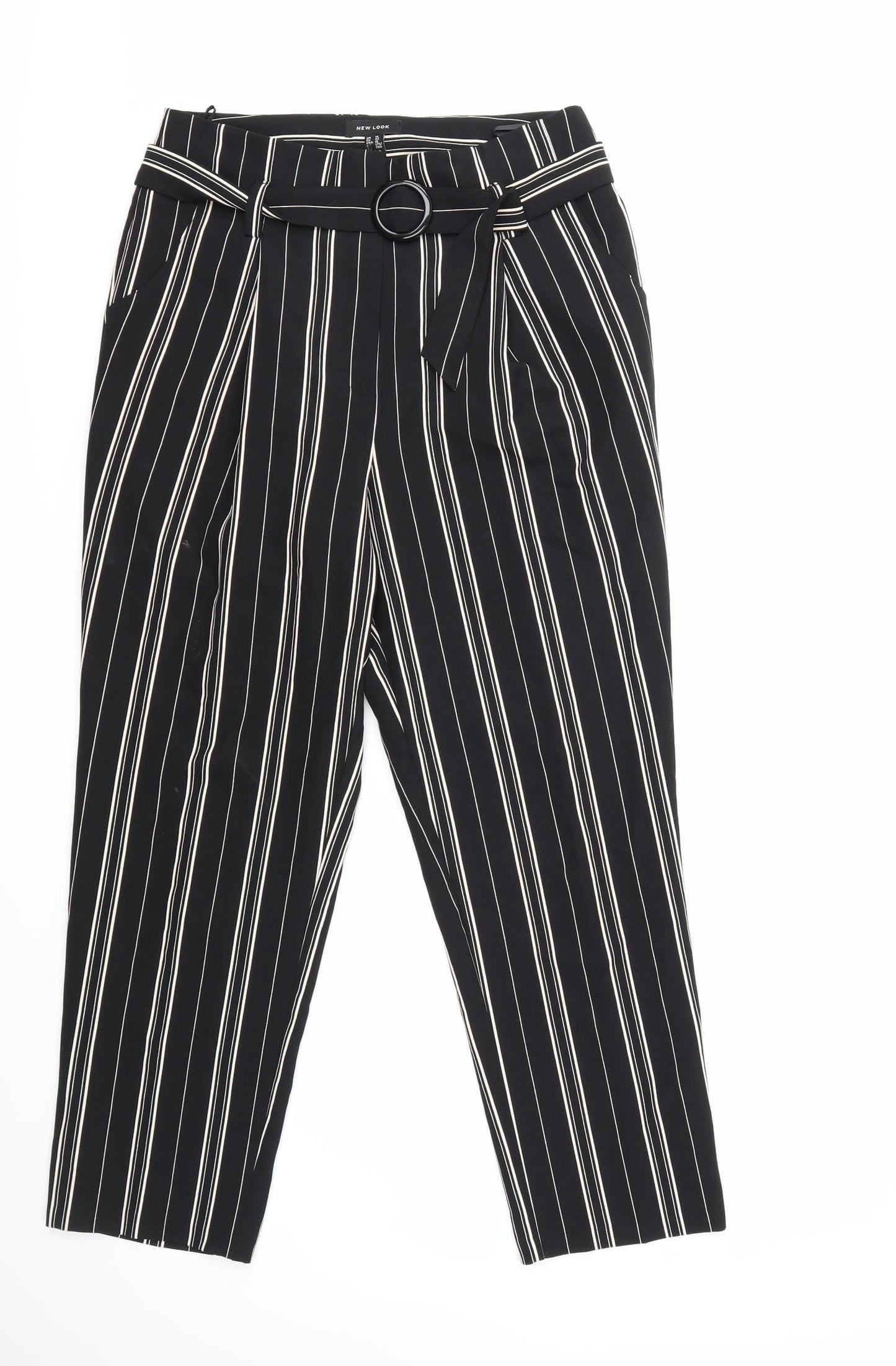 New Look Womens Black Striped  Trousers  Size 14 L28 in
