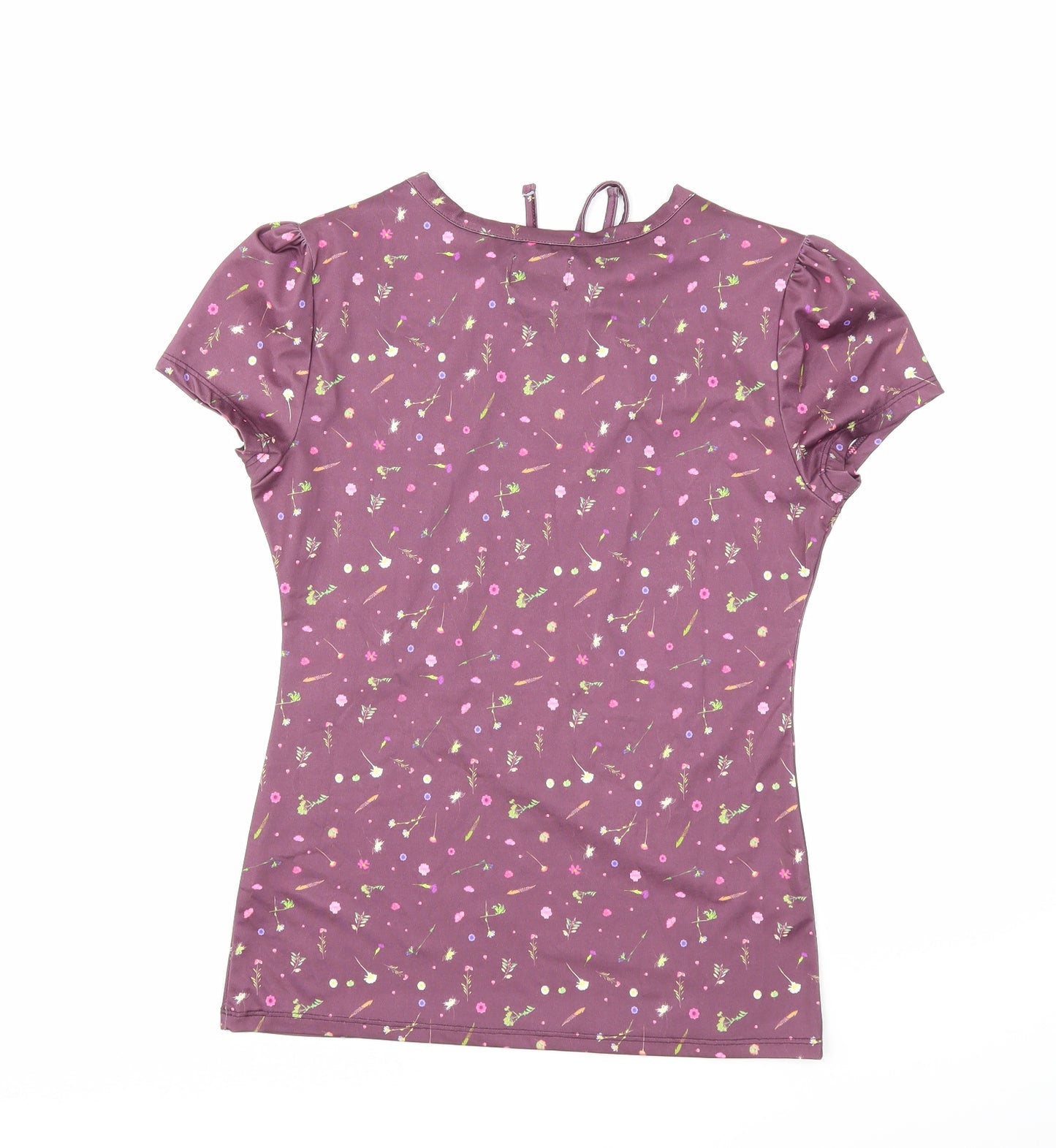 Lindy Bop Womens Purple Floral  Basic T-Shirt Size S