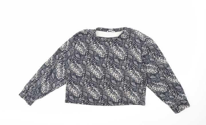 Zara Womens Grey Animal Print  Pullover Sweatshirt Size M