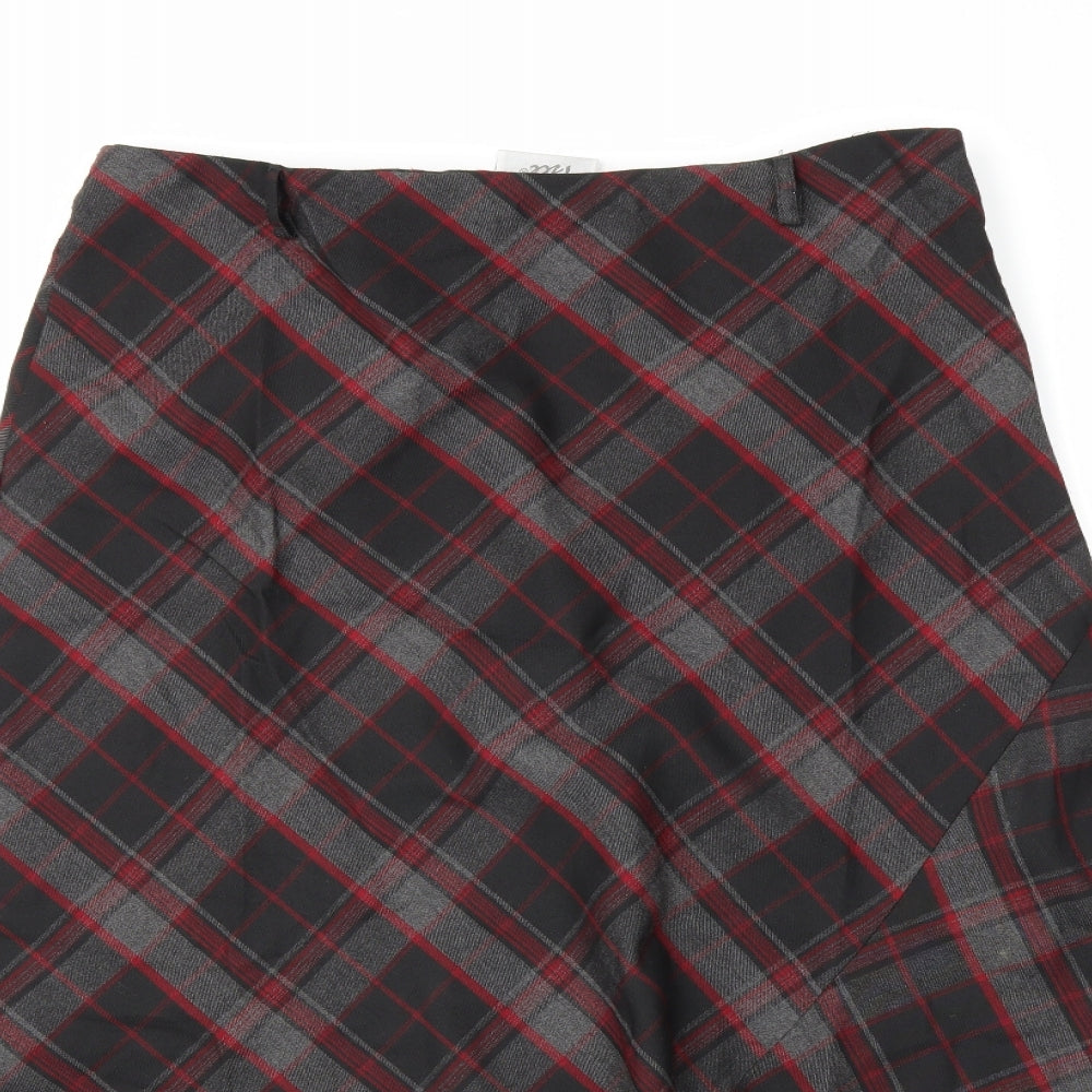 isle Womens Black Check  A-Line Skirt Size 16