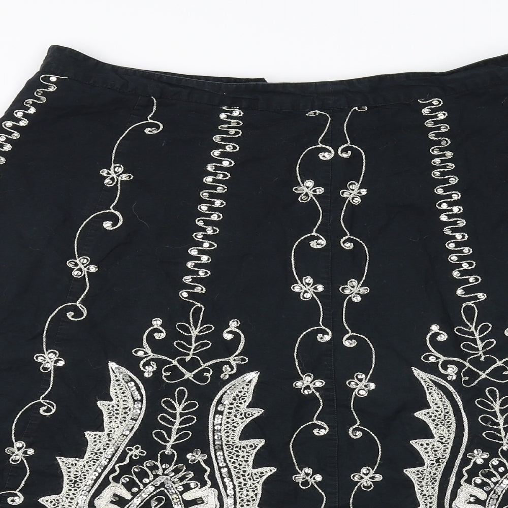 Atmosphere Womens Black Floral  A-Line Skirt Size 12