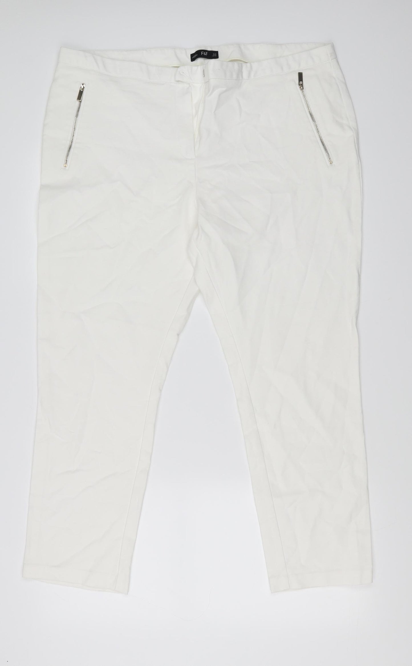 F&F Womens White   Trousers  Size 20 L25 in