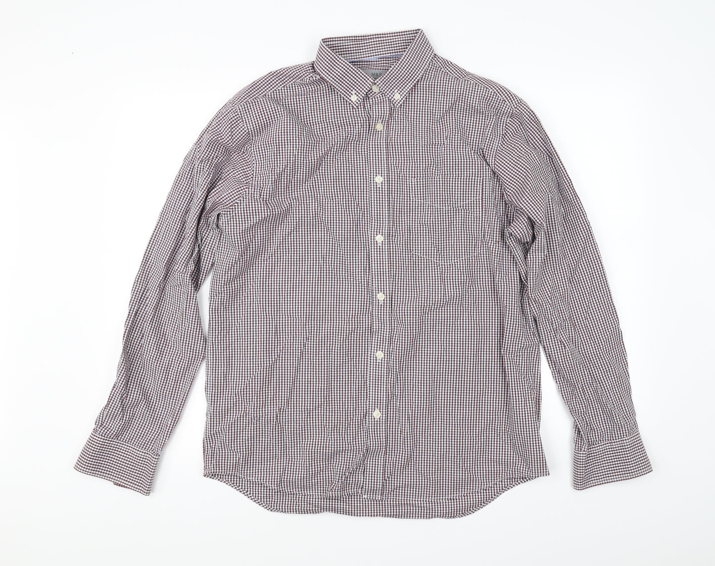 Marks and Spencer Mens Red Check   Button-Up Size M