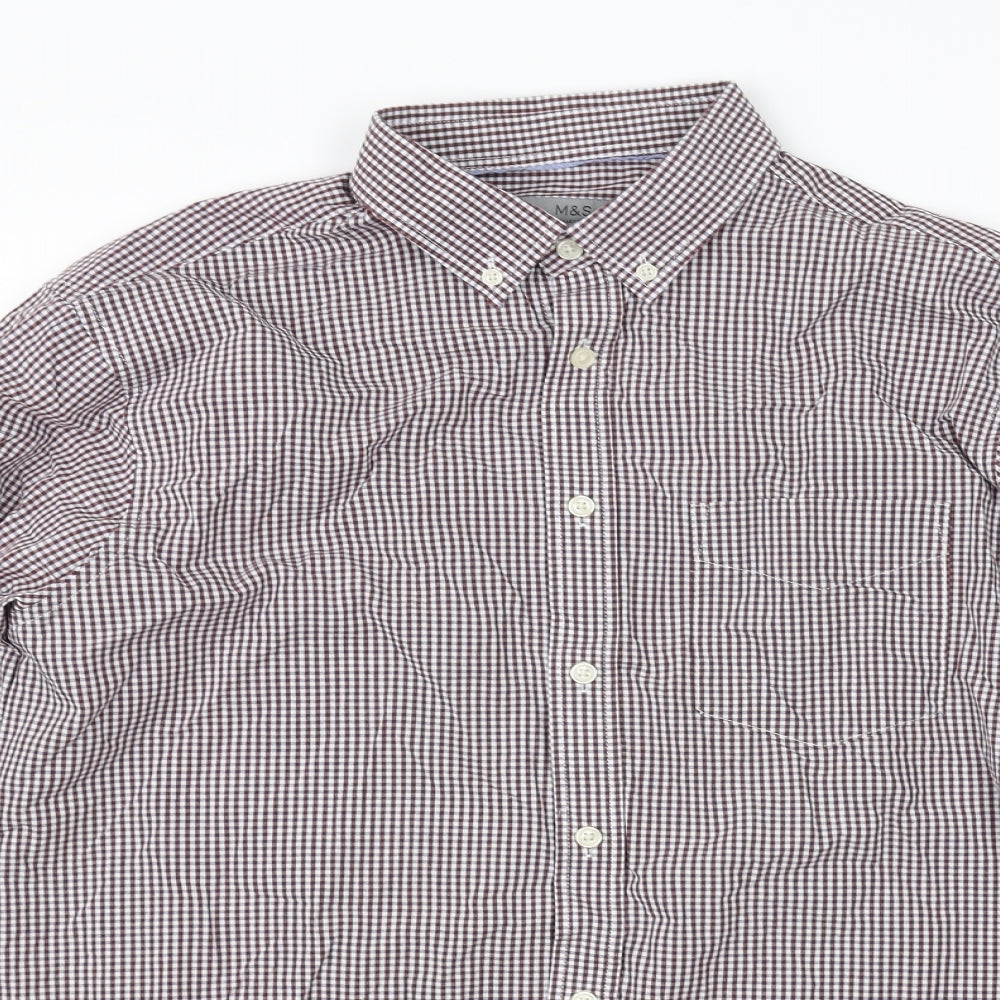 Marks and Spencer Mens Red Check   Button-Up Size M