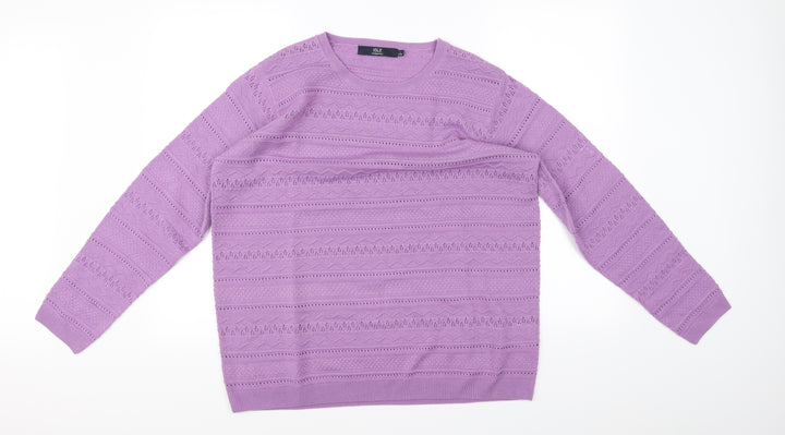isle  Womens Purple Floral  Pullover Jumper Size L
