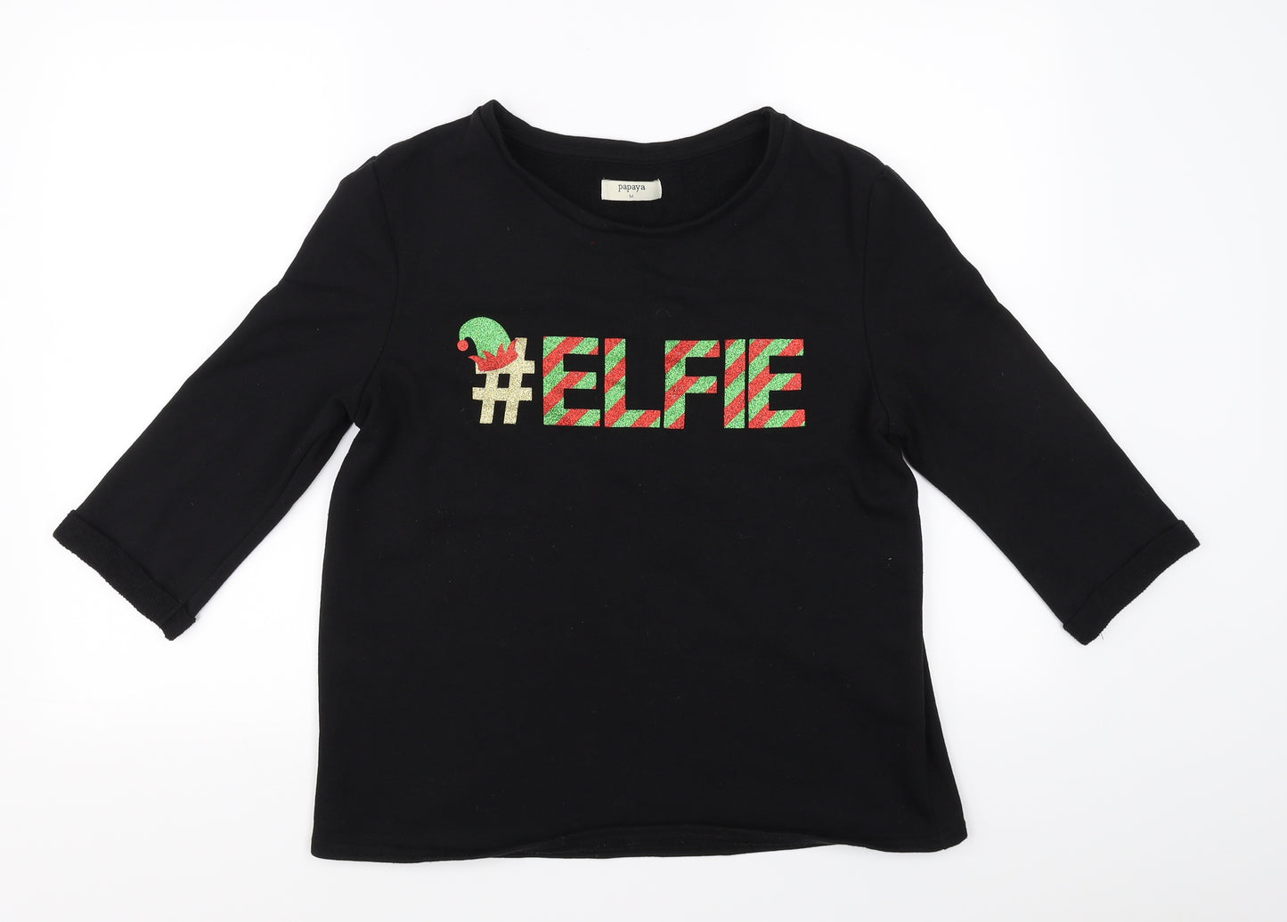 Papaya Womens Black   Pullover Jumper Size M