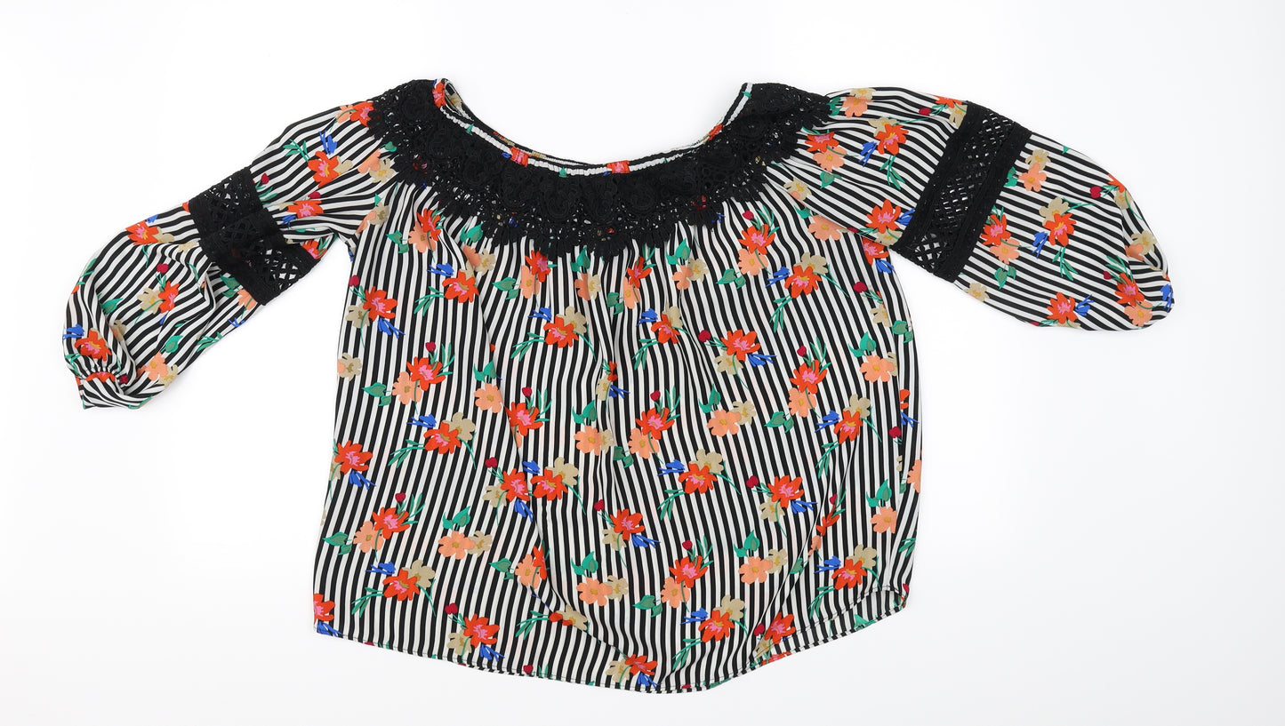 Papaya Womens White Striped  Basic Blouse Size 12