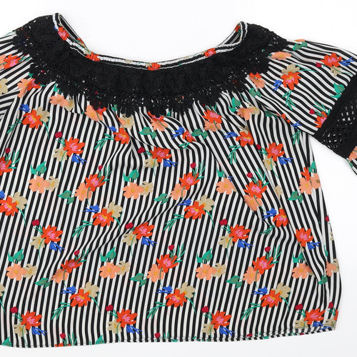 Papaya Womens White Striped  Basic Blouse Size 12