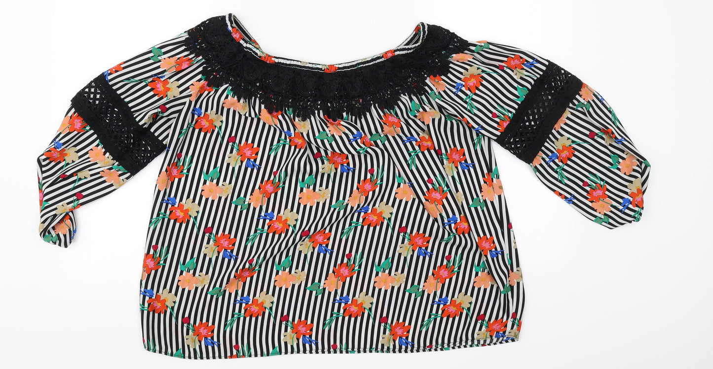 Papaya Womens White Striped  Basic Blouse Size 12