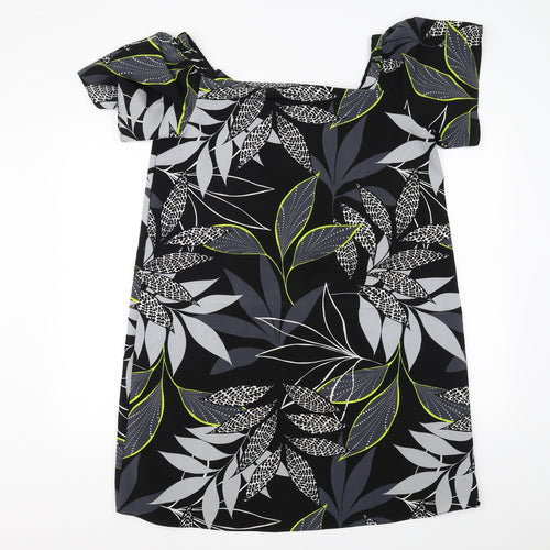 George Womens Black Floral  A-Line  Size 14