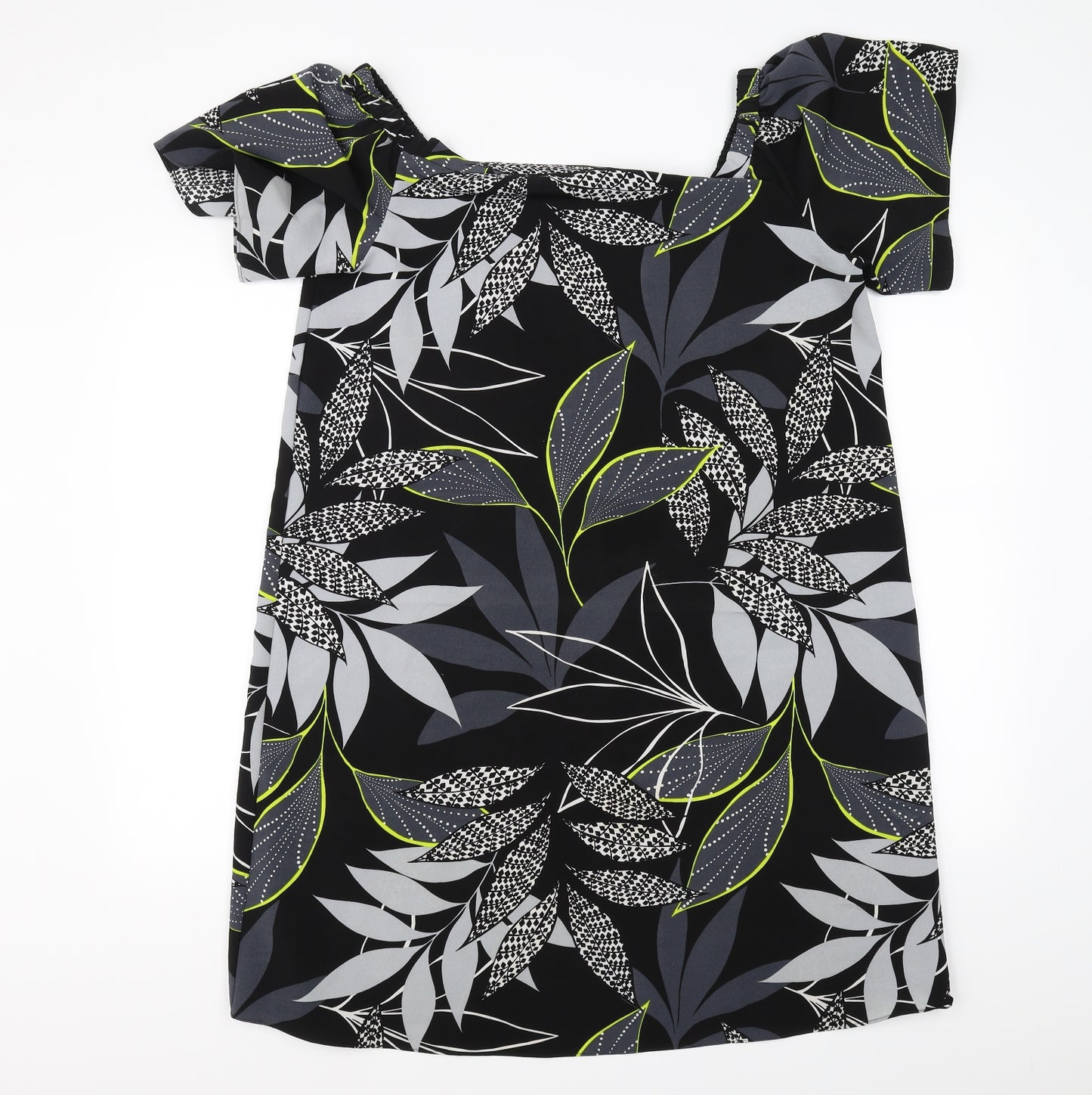 George Womens Black Floral  A-Line  Size 14