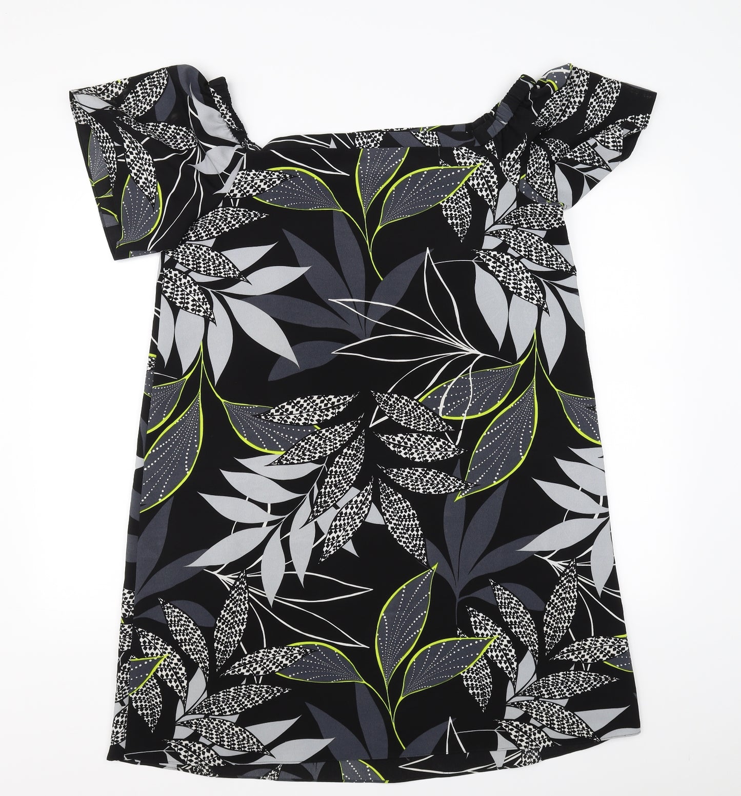 George Womens Black Floral  A-Line  Size 14