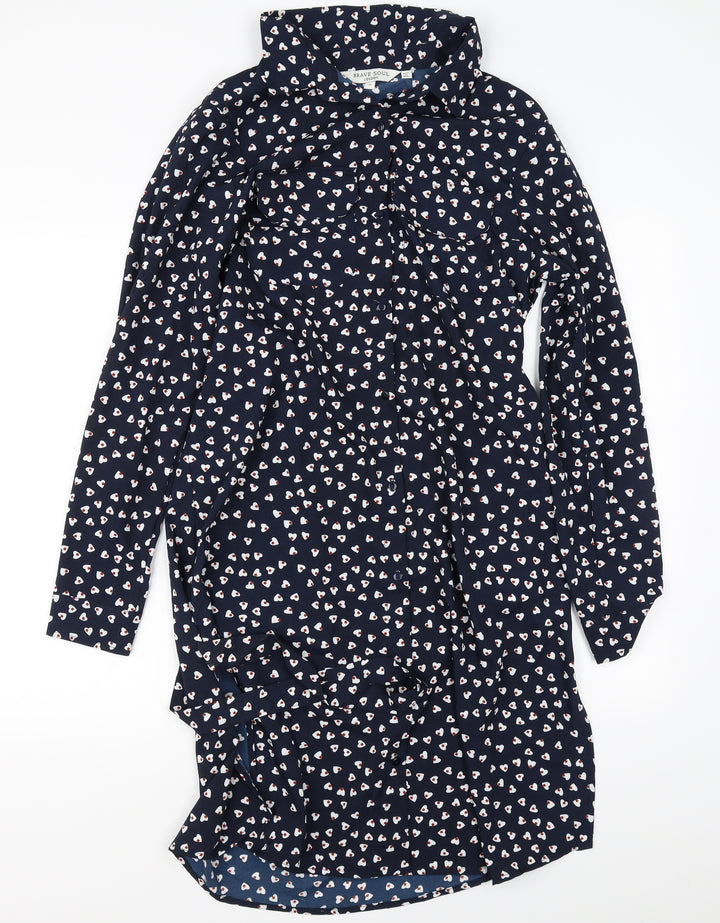 Brave Soul Womens Blue   Basic Button-Up Size S