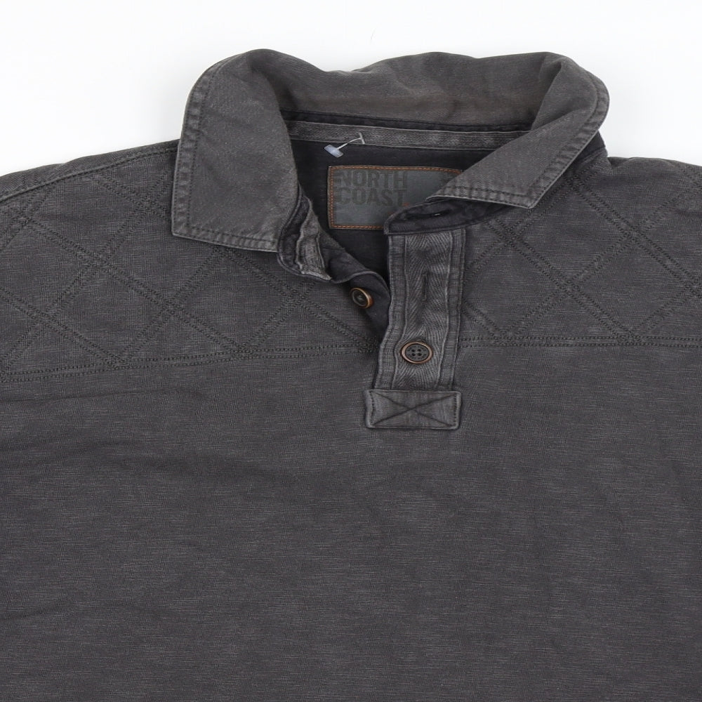 North Coast Mens Grey   Henley Sweatshirt Size XL